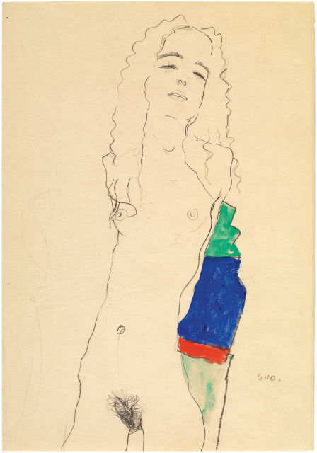Egon Schiele  : Stehender weiblicher Akt , 1910 