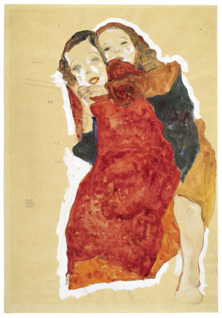 Egon Schiele  : Zwei Mädchen , 1911 