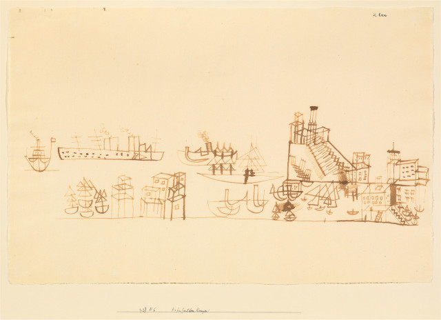 Paul Klee : Hafen (mit dem Kreuzer), 1927 - Werknummer 127 E 6 (1927.146) 