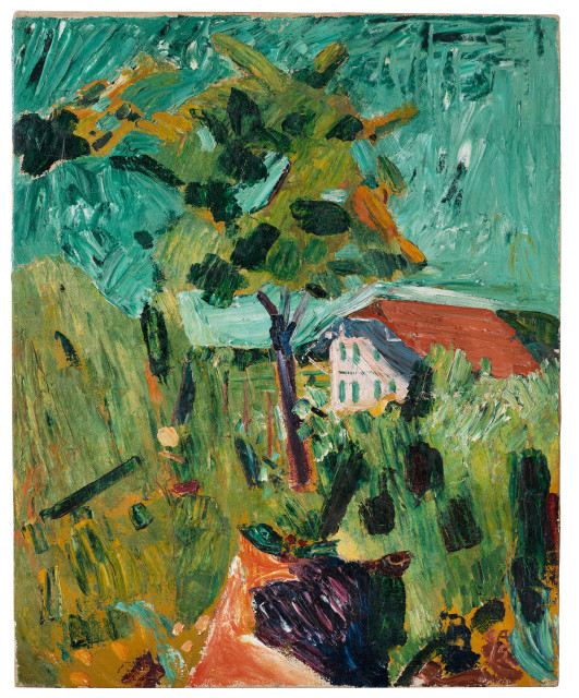 Cuno Amiet : Posthaus Oschwand - Blick aus Amiets ..., 1915 