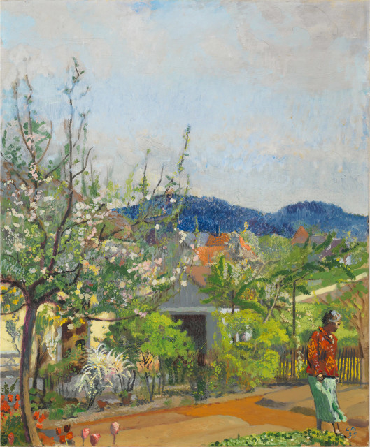 Cuno Amiet : Der Garten auf der Oschwand mit Änni Amiet, 1935 