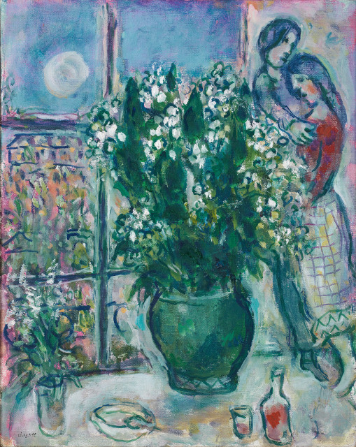Marc Chagall  : Les Muguets au Quai d'Anjou, Paris , 1971 