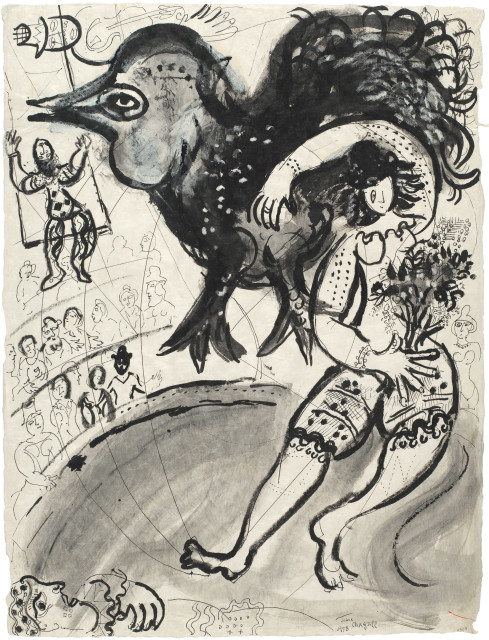 Marc Chagall : Coq et danseuse au cirque, 1958 