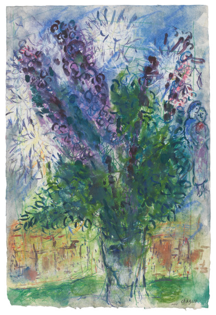 Marc Chagall : Grand bouquet de lupins violets, 1966, entstanden in New York 
