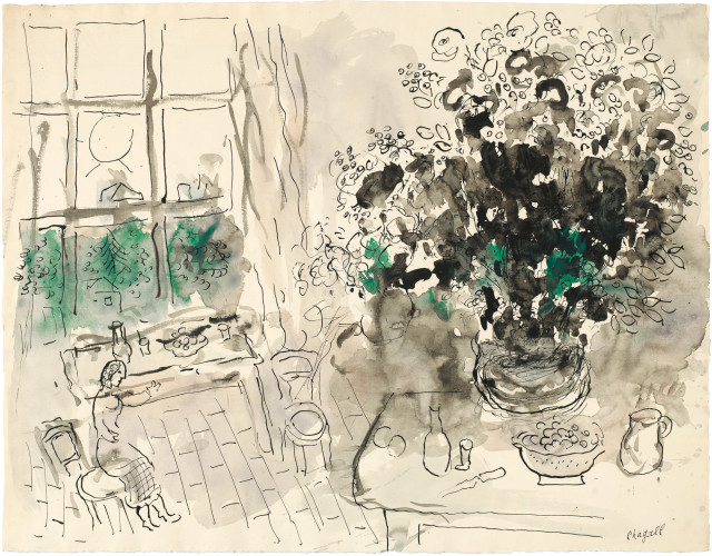 Marc Chagall : Grand Bouquet à l'atelier, 1979-1980 