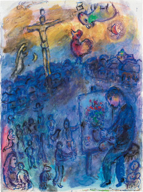 Marc Chagall : Le Peintre au village, 1980 