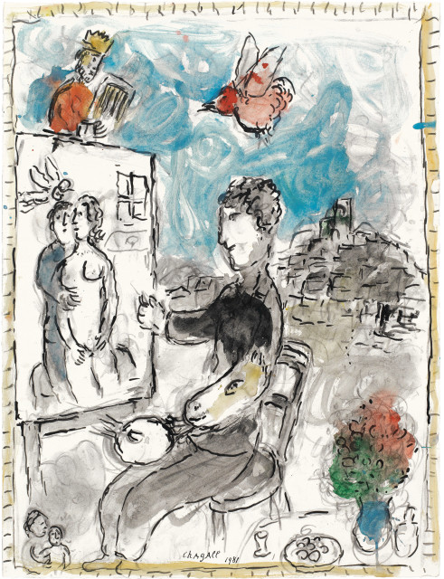 Marc Chagall : Le Peintre devant son chevalet à St-Paul, 1981 