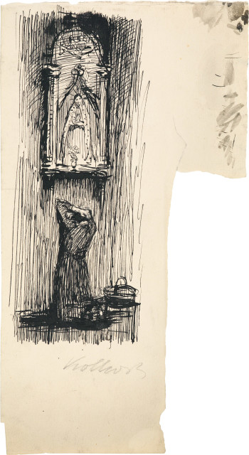 Käthe Kollwitz : Kniende vor einem Marienbild, Um 1893 