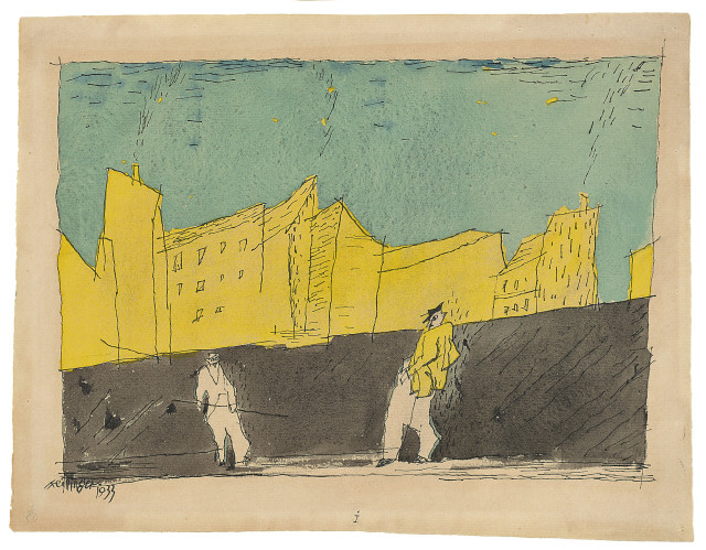 Lyonel Feininger : Häusergruppe mit zwei Personen, 1933 
