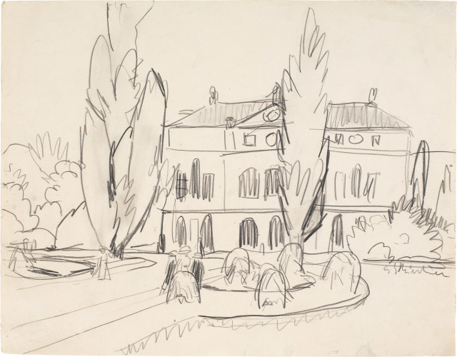 Ernst Ludwig Kirchner : Ein Boskett in Dresden, mit Blick auf ein ..., Um 1909 