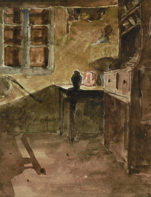 Albert Anker : Küche im Ankerhaus, Um 1885. 