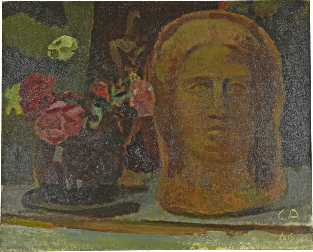 Cuno Amiet : Stillleben mit Blumen und Büste, 1946. 