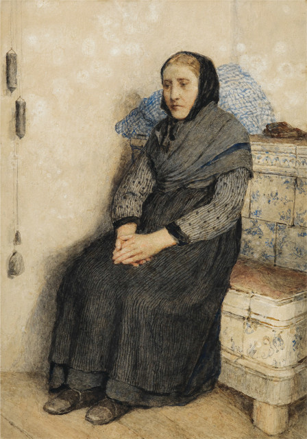Albert Anker : Bäuerin auf der Ofenbank, Um 1904. 