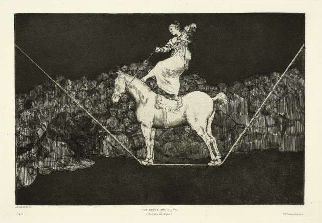 Francisco de Goya : Bailando en una cuerda floja, Entstanden 1816-1824, erstmals publiziert 1877.  