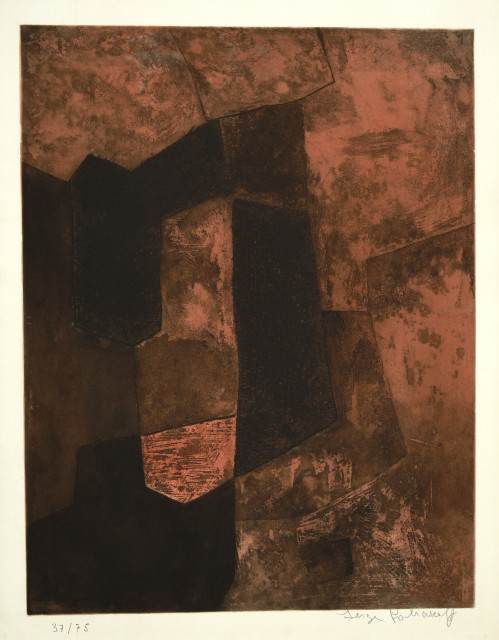 Serge Poliakoff : Composition brune et rouge, 1964. 