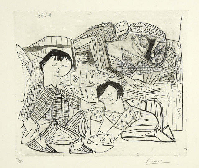 Pablo Picasso  : Françoise, Claude, Paloma: La Lecture et  ..., Paris, 16. Januar 1953. 