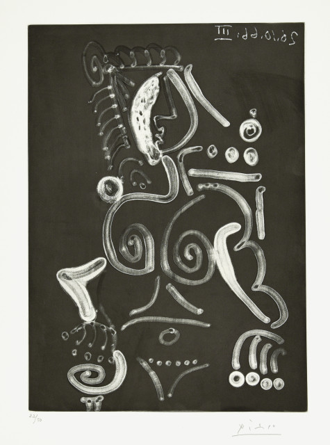 Pablo Picasso : Femme nue au fauteuil, Mougins, 26. Oktober 1966. 