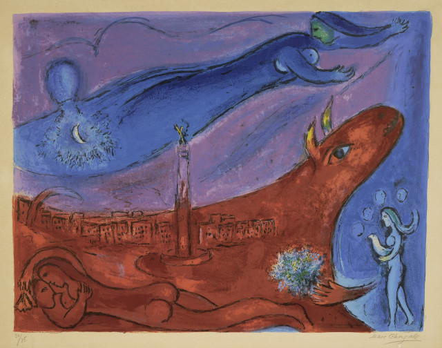 Marc Chagall  : La Bastille , 1954. 