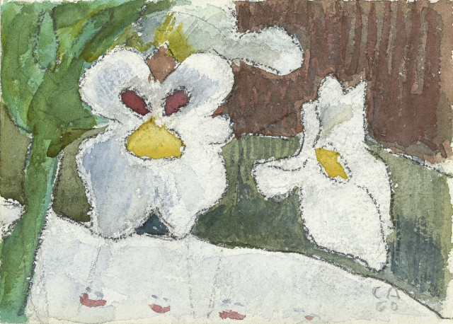 Cuno Amiet  : Orchideen in der Stube , 1960. 