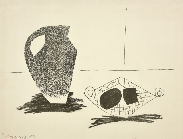 Pablo Picasso  : Nature morte au pot de grès , 31.3.1947. 