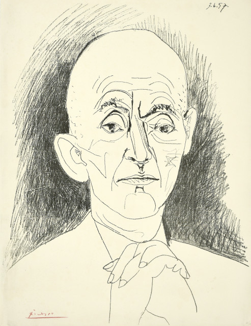 Pablo Picasso : Portrait de D. H. Kahnweiler, III, 3.6.1957. 