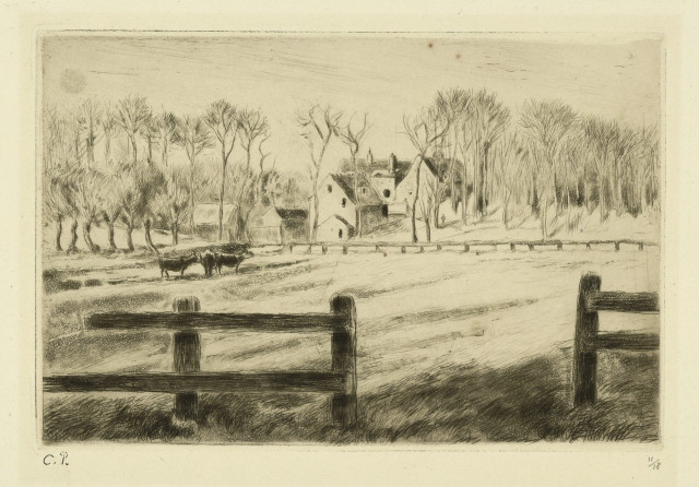 Camille Pissarro : Prairie et moulin, 1885. 