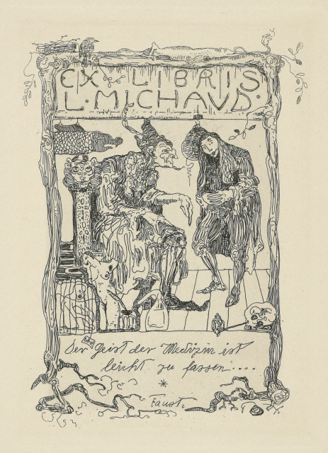 Paul Klee  : Ex Libris Louis Michaud , 1901. 