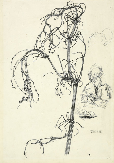 Otto Dix : Pflanzenstudie mit Knabenbildnis, 1913. 