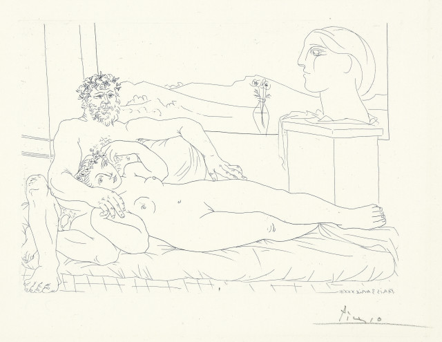 Pablo Picasso : Vieux Sculpteur et jeune modèle avec le ..., Paris, 3. April 1933. 
