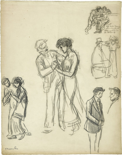 Théophile Steinlen : Fünf Studien von Paaren im Gespräch,  