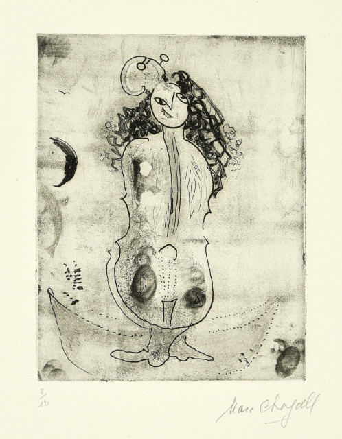 Marc Chagall : La Violoniste, 1944, Auflage 1957. 