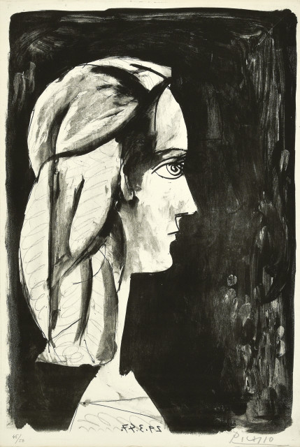 Pablo Picasso  : Profil au fond noir , 29. März 1947. 