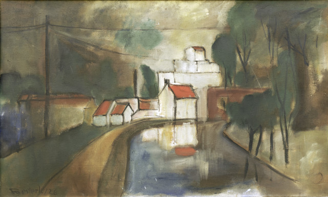 Wilhelm Oesterle : Häuser am Kanal, 1926. 