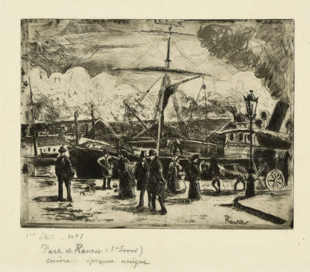 Camille Pissarro : Port de Rouen (Saint-Sever), 1884. 