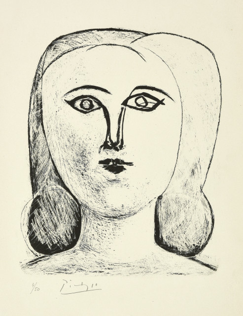 Pablo Picasso : Tête de jeune fille, 19. Februar 1946. 