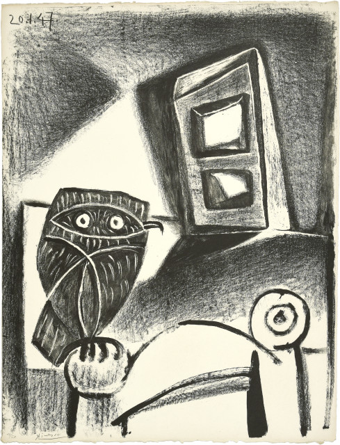 Pablo Picasso  : Hibou à la chaise , 20. Januar 1947. 