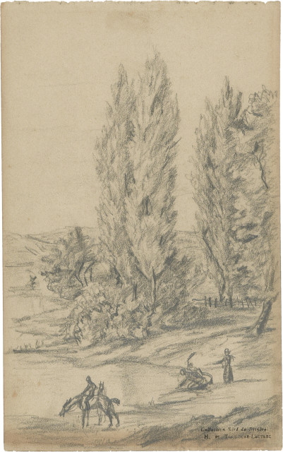 Henri de Toulouse-Lautrec : Paysage avec chevalier, Um 1879-1880. 