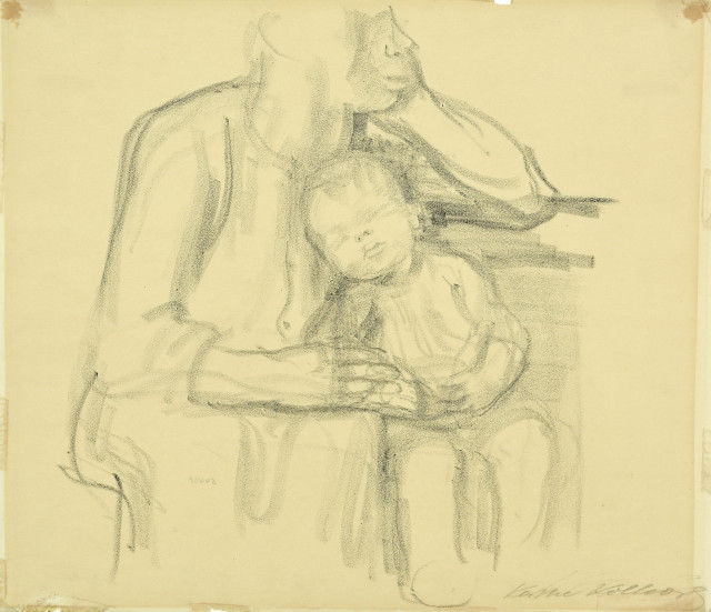 Käthe Kollwitz  : Mutter mit Kind, mit aufgestütztem linken  ..., Vor 1927. 