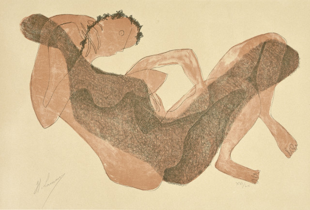 Henri Laurens : Femme allongée au bras levé, Um 1950. 