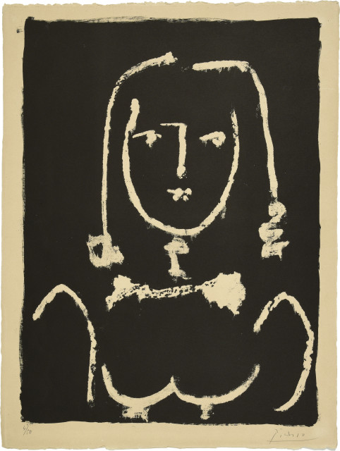 Pablo Picasso : Buste blanc sur noir, 4. März 1949. 