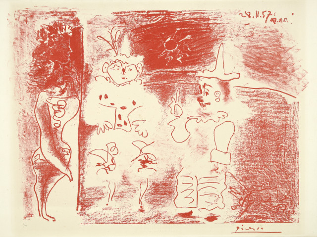 Pablo Picasso : L'Ecuyère et le clown, Vollendet 13. Dezember 1957. 