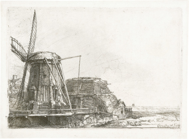 Rembrandt Harmensz. van Rijn  : Die Windmühle , 1641 