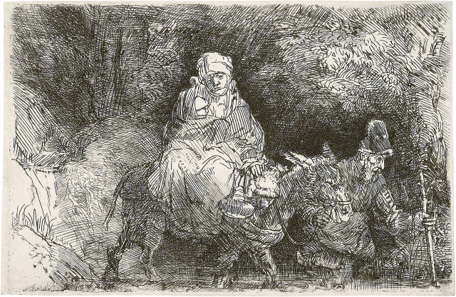 Rembrandt Harmensz. van Rijn  : Die Flucht nach Ägypten , 1654 