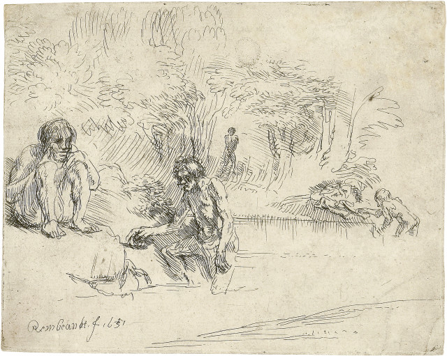 Rembrandt Harmensz. van Rijn : Die badenden Männer, 1651 