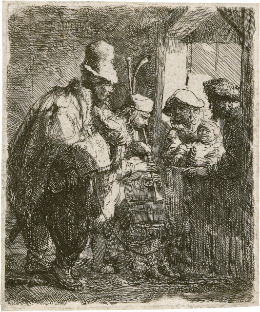 Rembrandt Harmensz. van Rijn : Die wandernden Musikanten, Um 1635 