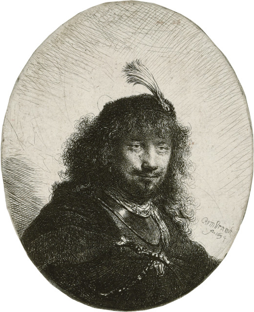 Rembrandt Harmensz. van Rijn : Selbstbildnis mit dem Federbusch, 1634 