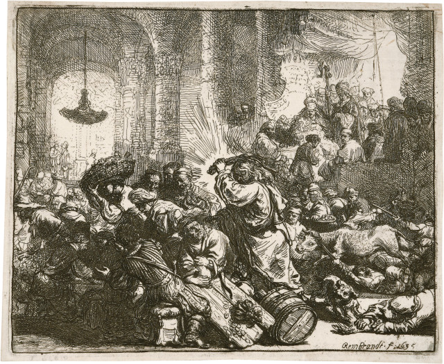 Rembrandt Harmensz. van Rijn : Christus, die Händler aus dem Tempel ..., 1635 