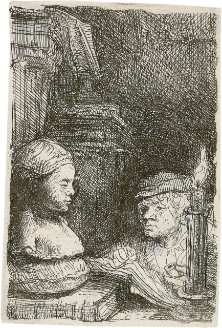 Rembrandt Harmensz. van Rijn  : Der Zeichner nach einem Gipsmodell bei  ..., Um 1641 