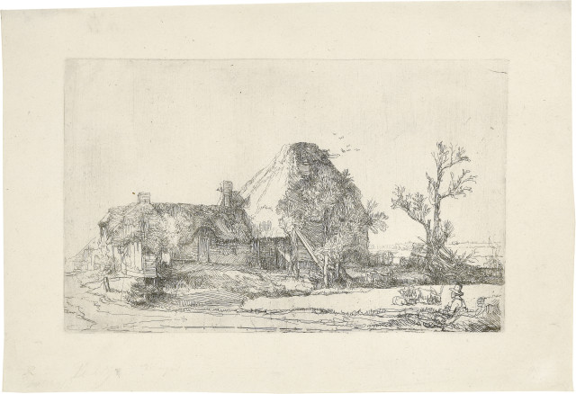 Rembrandt Harmensz. van Rijn : Die Landschaft mit dem Zeichner, Um 1641 