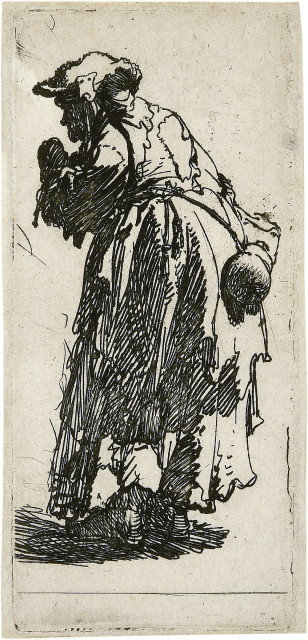 Rembrandt Harmensz. van Rijn : Die Alte mit der Kürbisflasche, Um 1630 